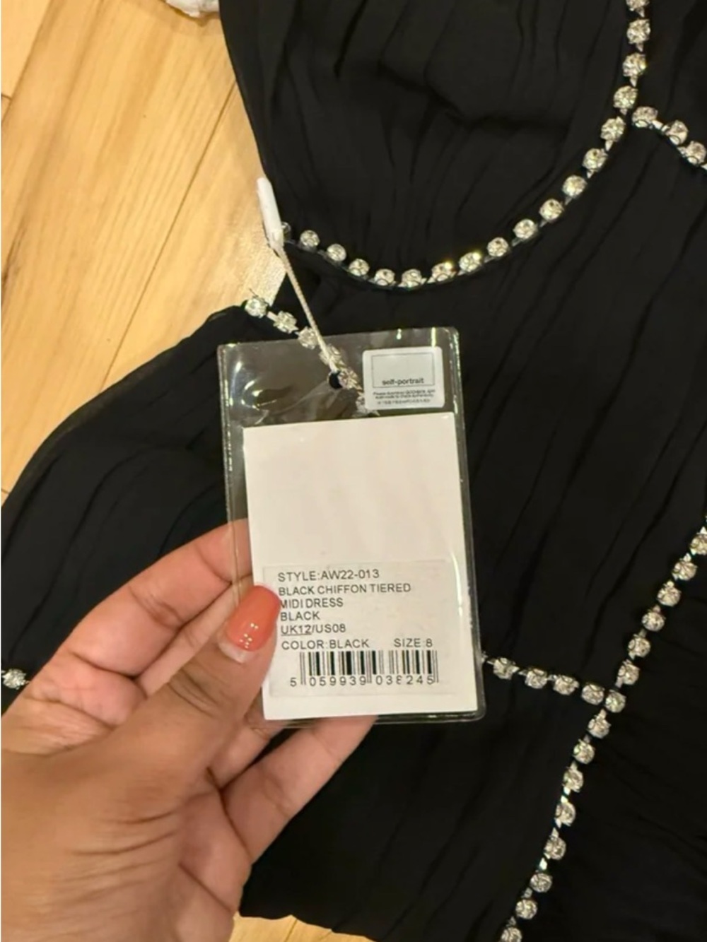 Diamante-embellished tiered chiffon midi dress - Picture 5 of 9